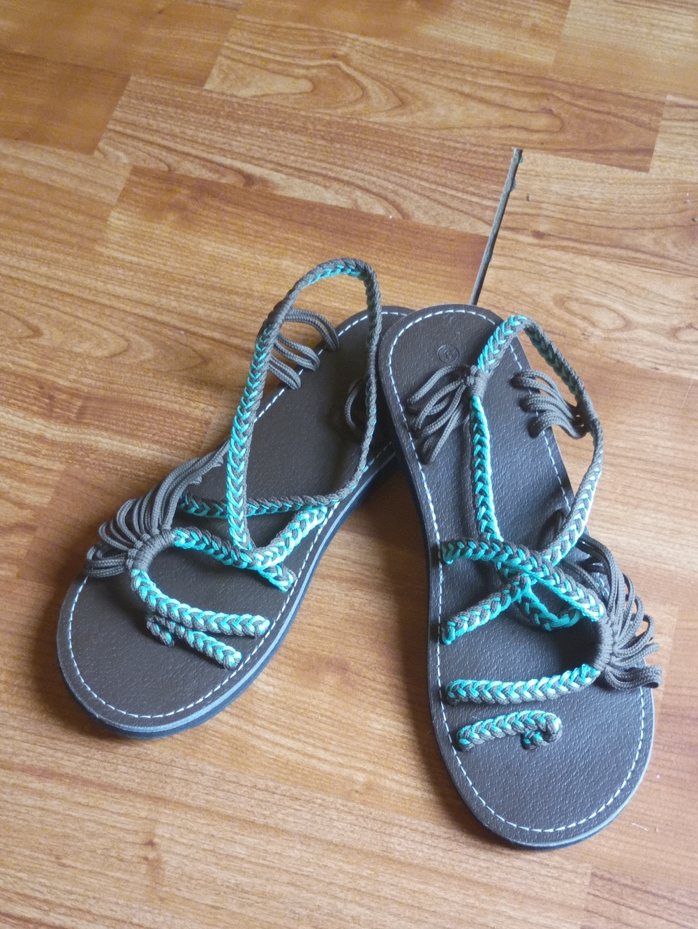 Braided Teal and Brown Women’s Summer Sandals